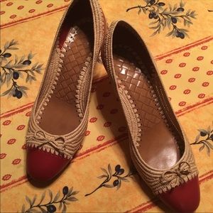 Bottega Veneta Red Leather & Woven Heels size 9.5